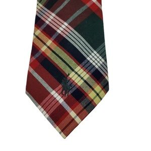 Ralph Lauren 100% cotton embroidered plaid tie